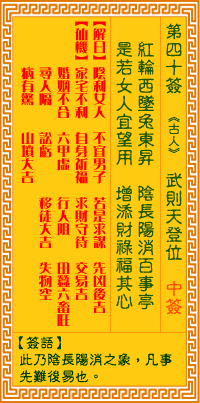 观音灵签第四十签 武则天登位 观音灵签40